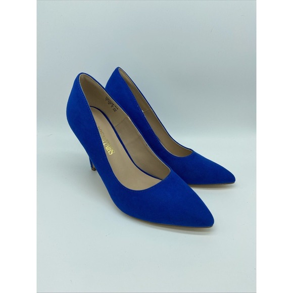 DREAM‎ PAIRS Women Slip On Pump Shoe Heels Size 7 Royal Blue Prom - Picture 1 of 9